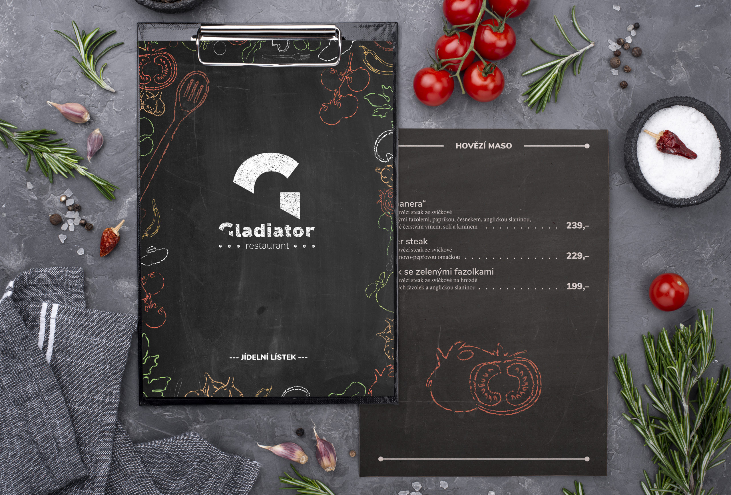 Gladiator restaurant - jídelní lístek